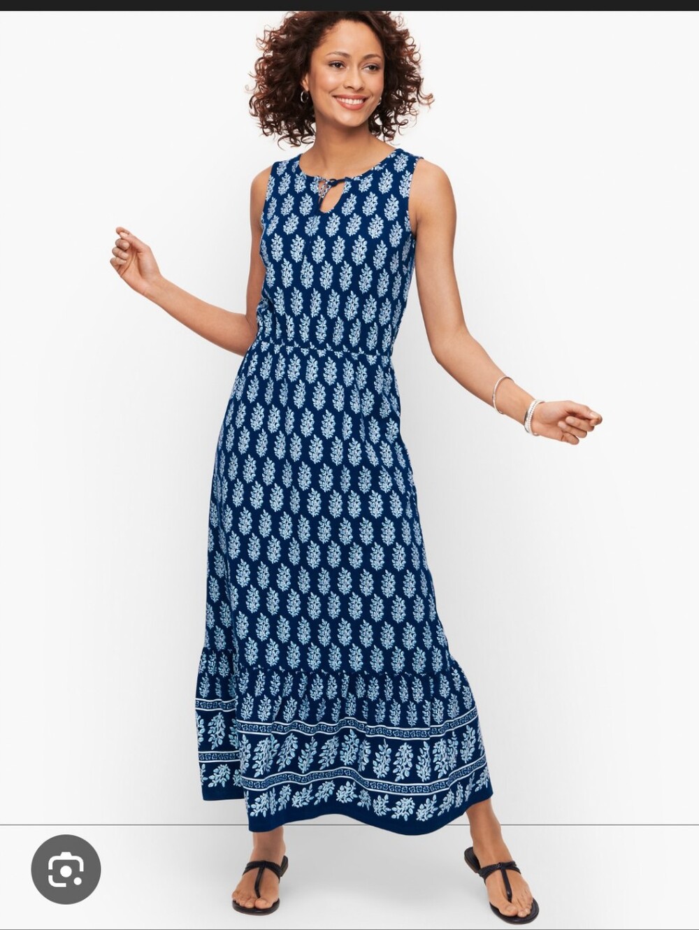 TALBOTS Jersey Sleeveless Maxi Dress - Allover Tree Block Print Size Large - Picture 3 of 9